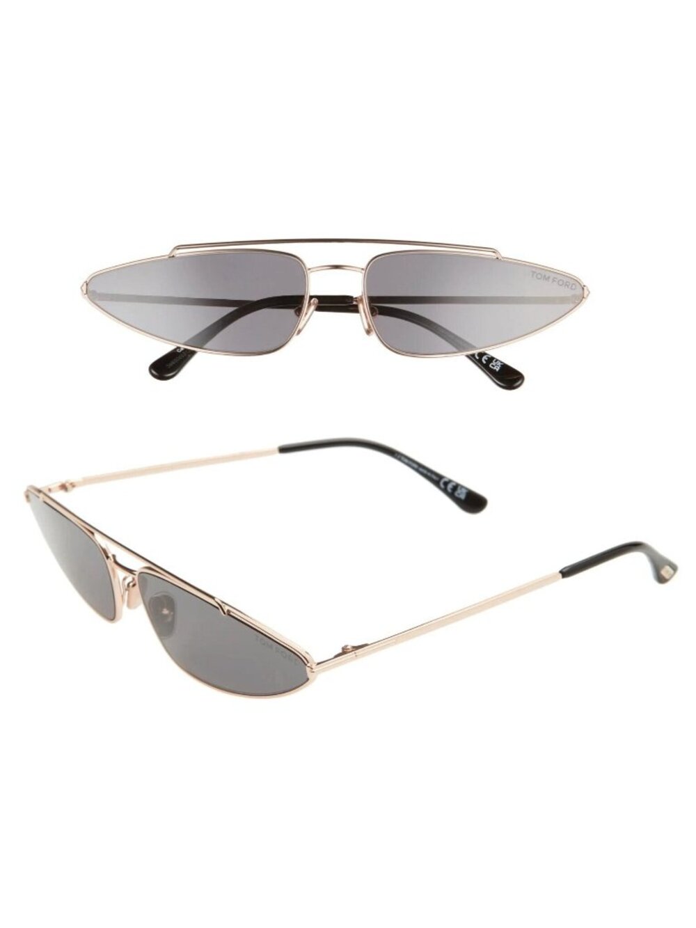 TOM FORD Cam TF979 28A Women's 65mm Cat Eye Sunglasses Rose Gold / Smoke - Italy